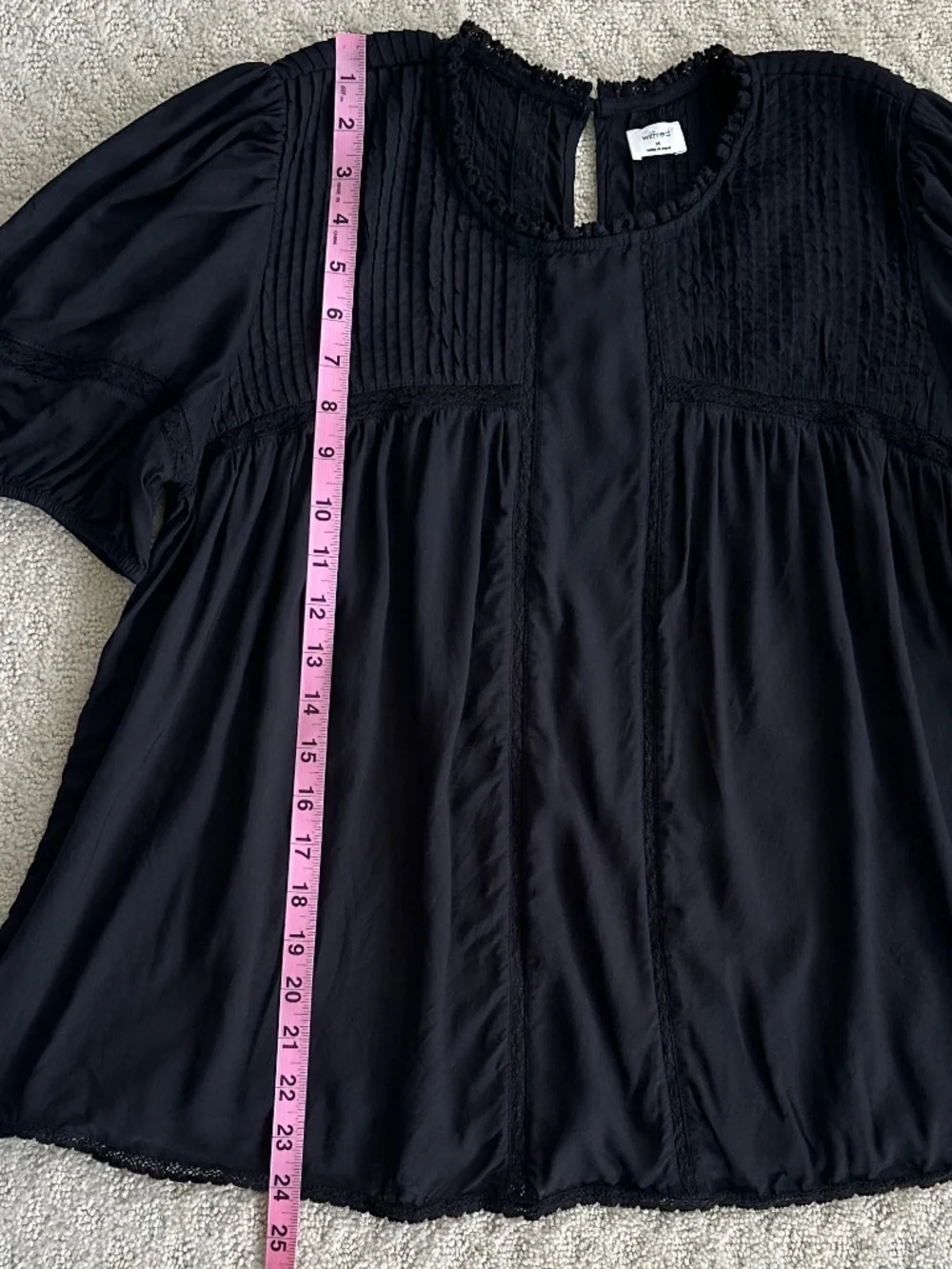 Aritzia Wilfred Wallflower Blouse Black Medium Romantic Relaxed Flowy Babydoll - Picture 9 of 10